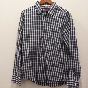 Men's Large Untuckit Green Plaid Long-Sleeve Shirt